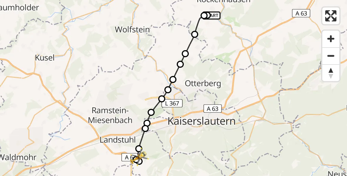 Routekaart van de vlucht: Rettungshubschrauber nach Bann, Rosentaler Weg