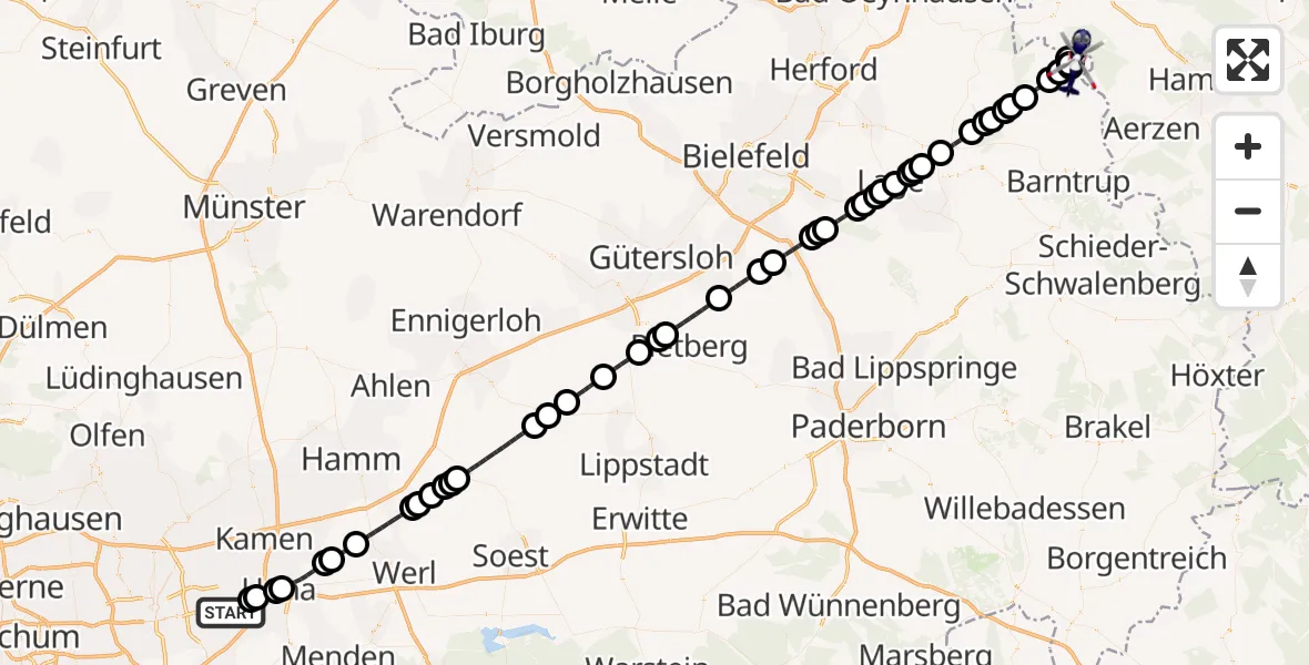Flugroute Polizeihubschrauber Dortmund Airport - Rott, 05 März 2026, 14:38