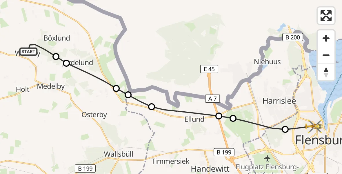 Flugroute Rettungshubschrauber Weesby - Westliche Höhe, 05 März 2026, 14:44