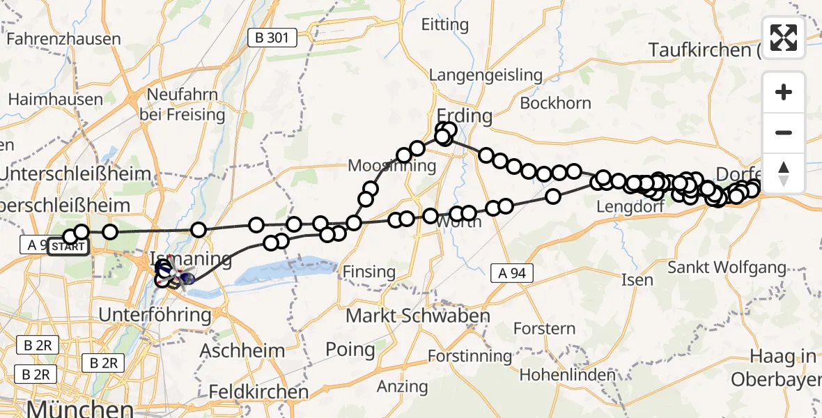 Flugroute Polizeihubschrauber Oberschleißheim - Ismaning, 05 März 2026, 15:04