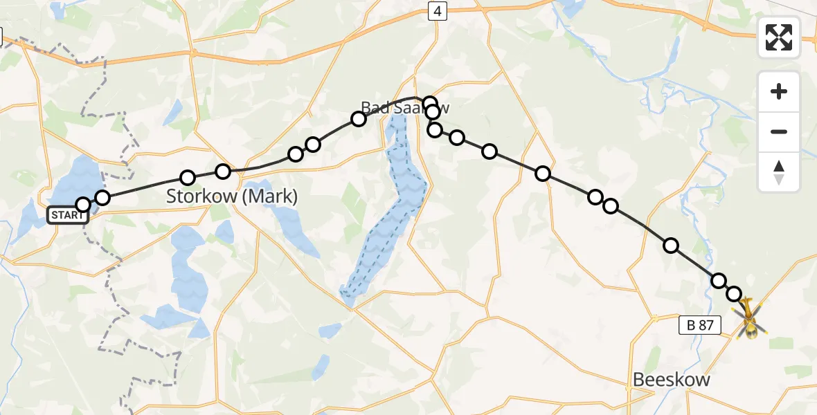 Flugroute Rettungshubschrauber Kolberg - Ragow, 05 März 2026, 15:14