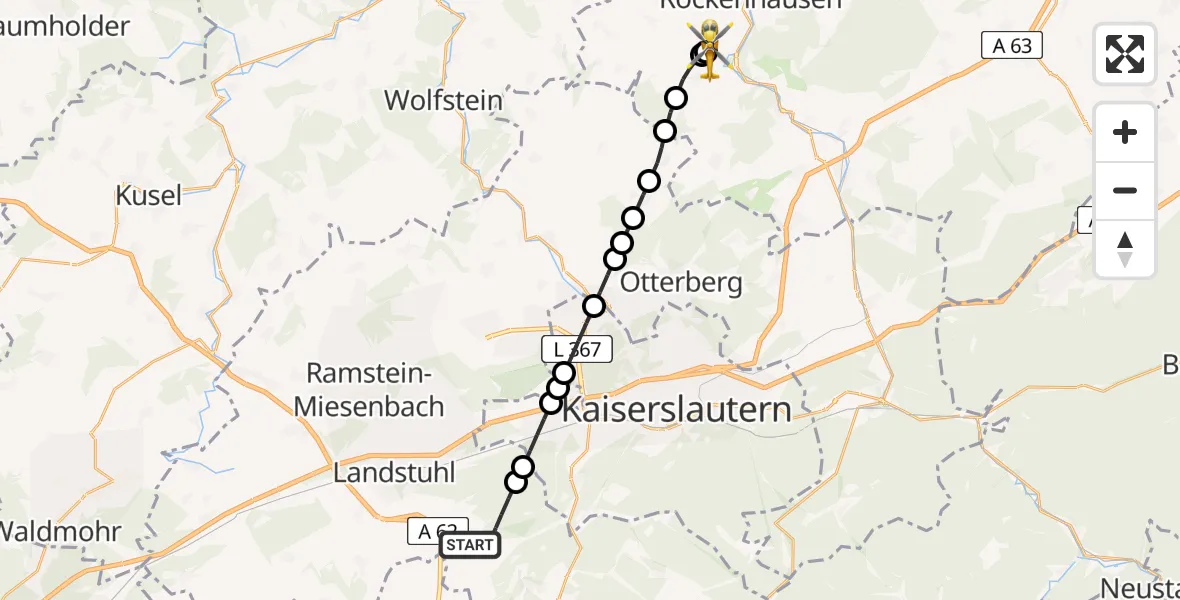 Routekaart van de vlucht: Rettungshubschrauber nach Imsweiler UL