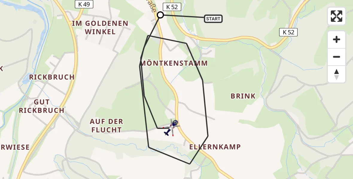 Flugroute Polizeihubschrauber Rott - Extertal, 05 März 2026, 15:25