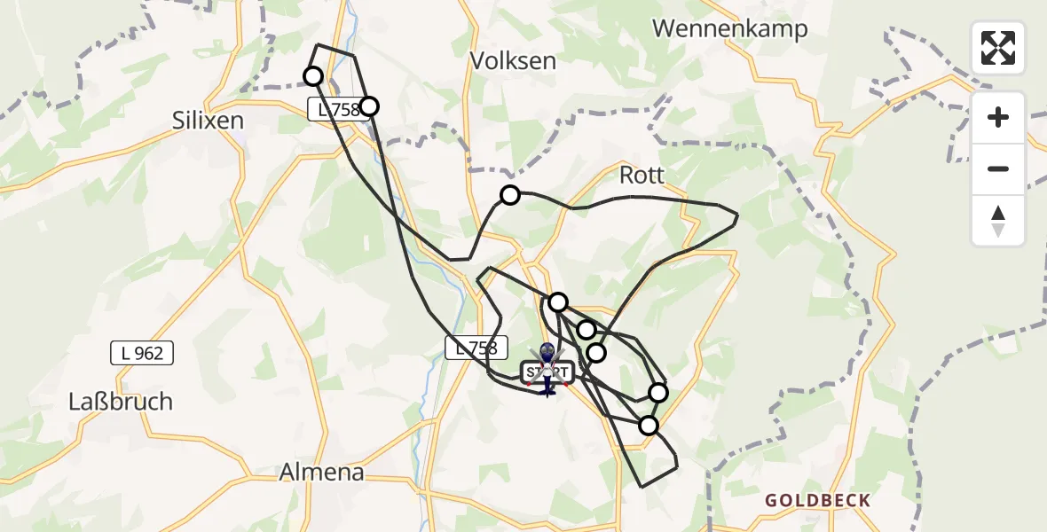 Flugroute Polizeihubschrauber Extertal - Extertal, 05 März 2026, 15:36