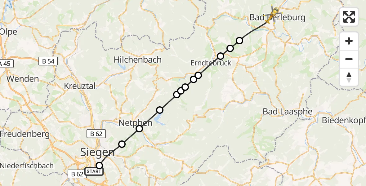Routekaart van de vlucht: Rettungshubschrauber nach Bad Berleburg, Arnikaweg
