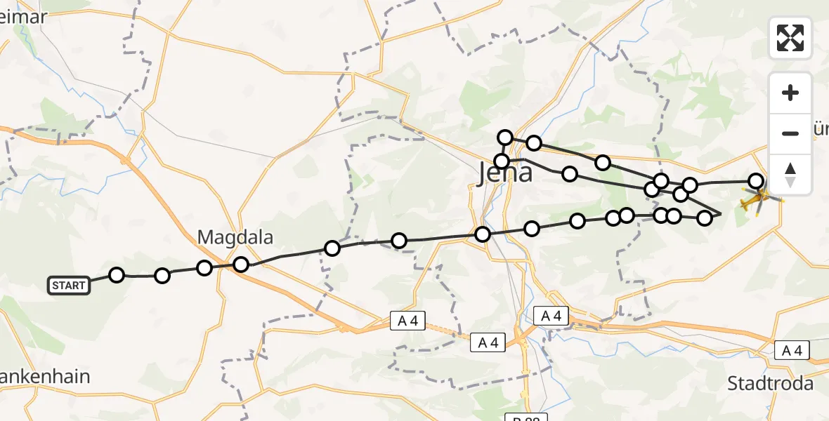 Flugroute Rettungshubschrauber Blankenhain - Zinna, 05 März 2026, 15:44