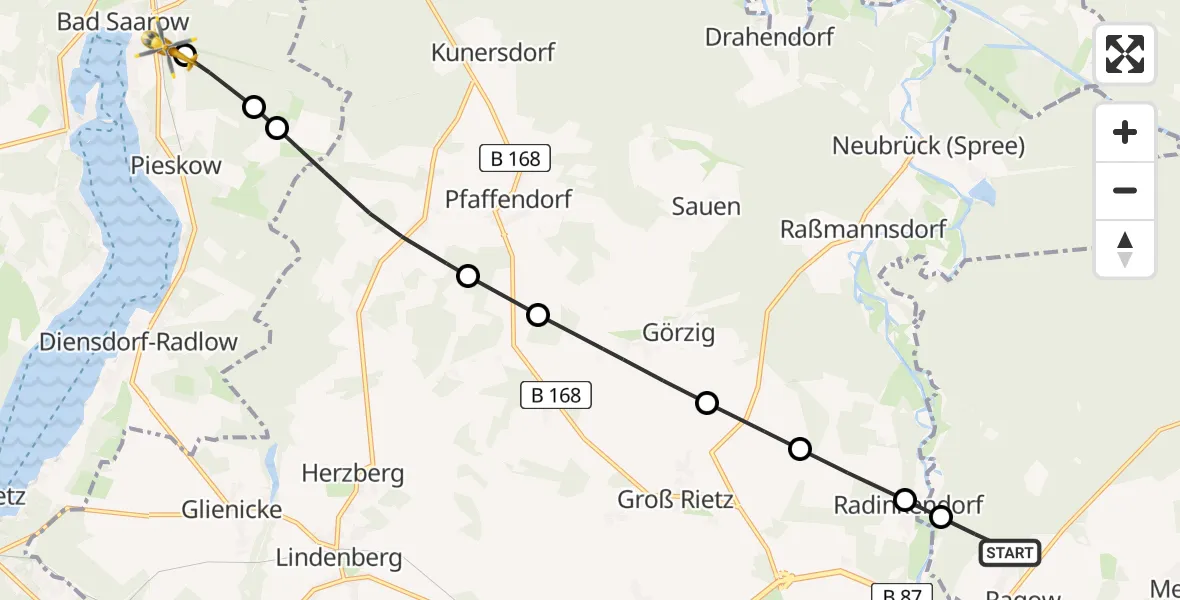 Routekaart van de vlucht: Rettungshubschrauber nach Bad Saarow, Geschwister-Scholl-Ring