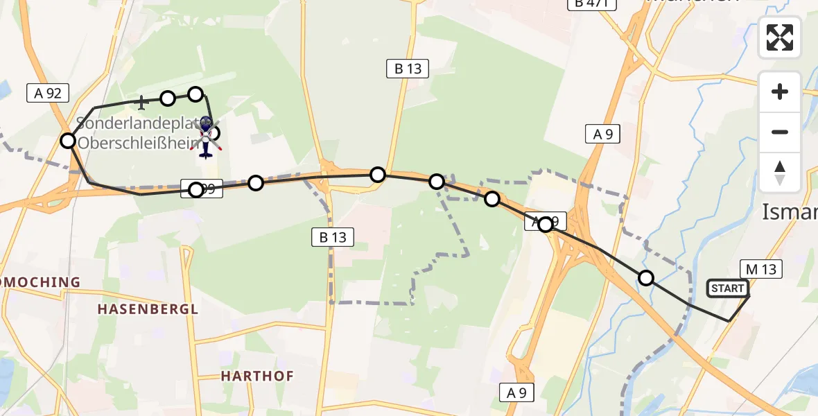 Flugroute Polizeihubschrauber Ismaning - Oberschleißheim, 05 März 2026, 16:07