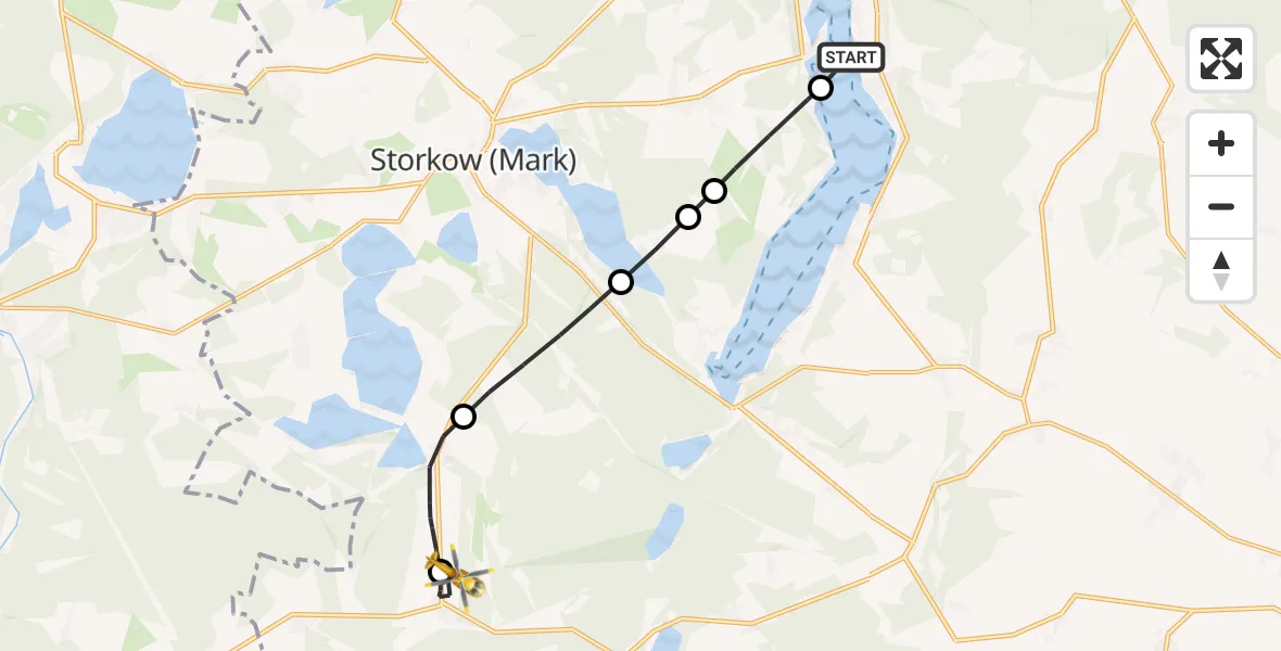 Flugroute Rettungshubschrauber Pieskow - Kehrigk, 05 März 2026, 16:13
