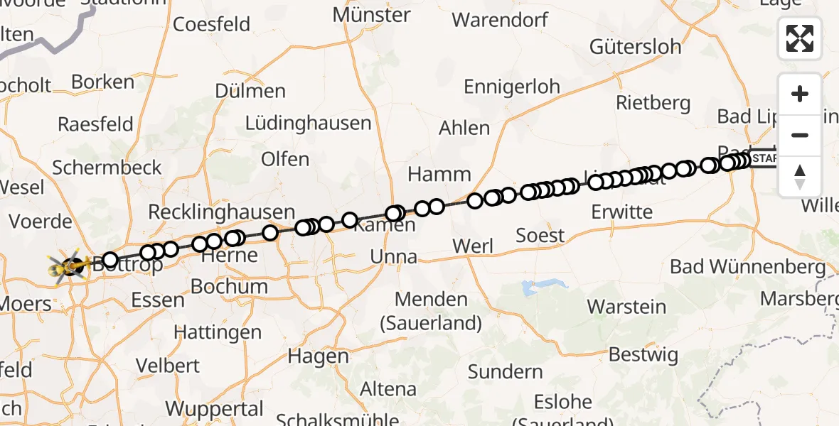 Flugroute Ambulanzhubschrauber Paderborn - Hamborn, 05 März 2026, 16:19