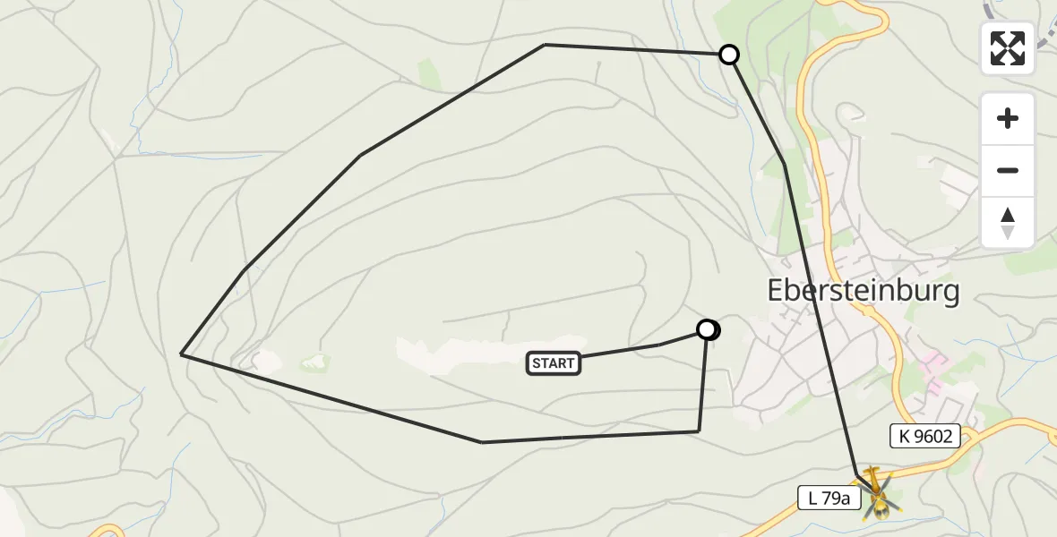 Flugroute Rettungshubschrauber Baden-Baden - Ebersteinburg, 05 März 2026, 17:02