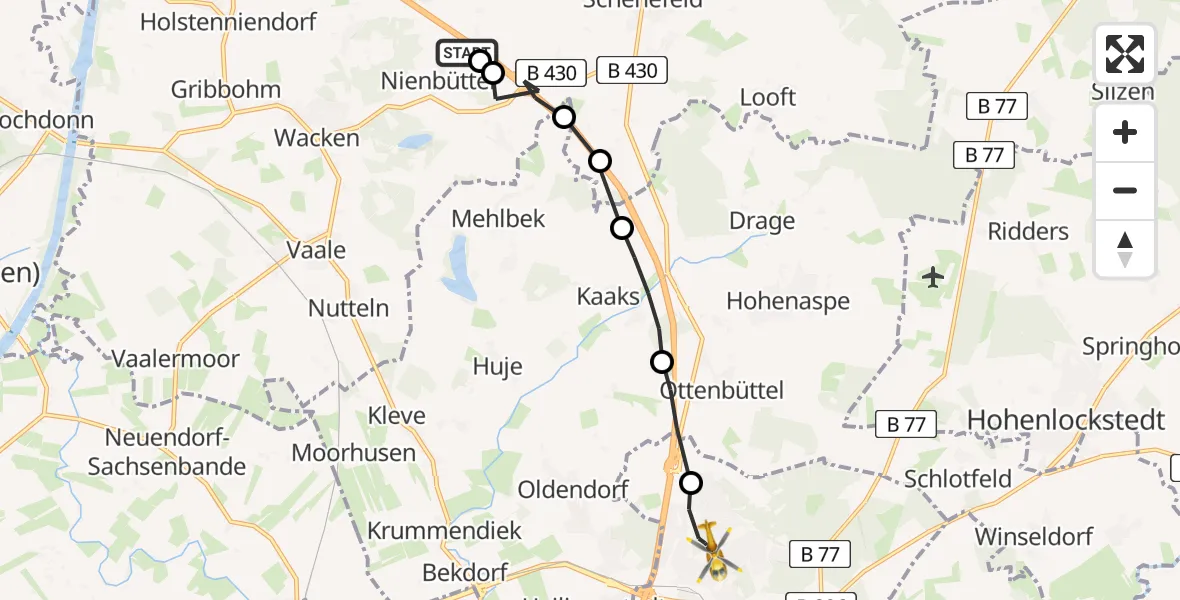 Routekaart van de vlucht: Rettungshubschrauber nach Itzehoe, Robert-Koch-Straße