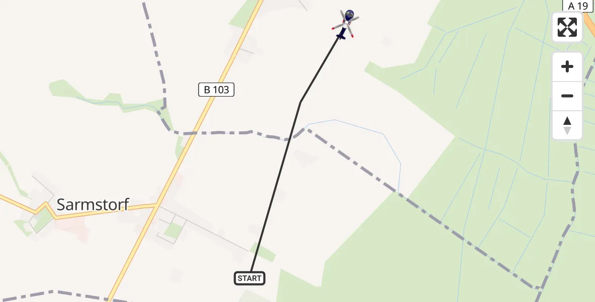 Routekaart van de vlucht: Polizeihubschrauber nach Kuhs, Zu den Wiesen