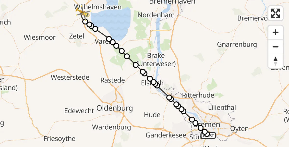 Routekaart van de vlucht: Rettungshubschrauber nach Sande, Am Gut Sanderbusch