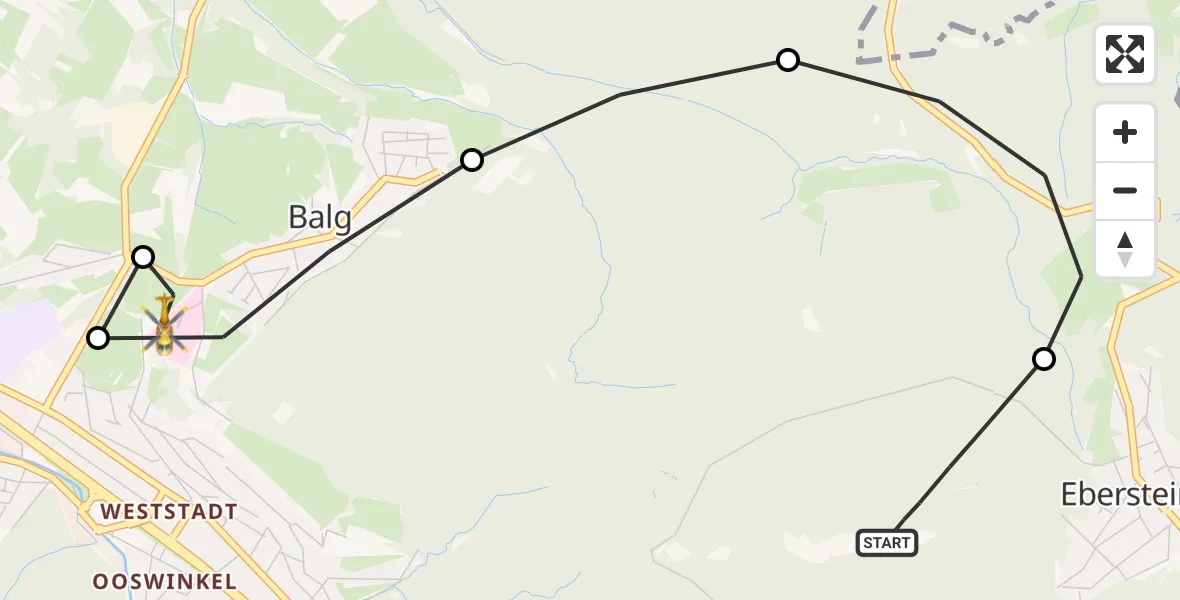 Flugroute Rettungshubschrauber Baden-Baden - Balg, 05 März 2026, 17:42