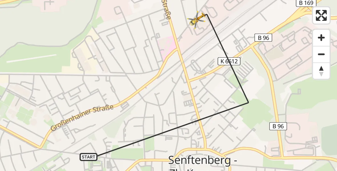 Flugroute Ambulanzhubschrauber Senftenberg - Senftenberg, 05 März 2026, 17:47
