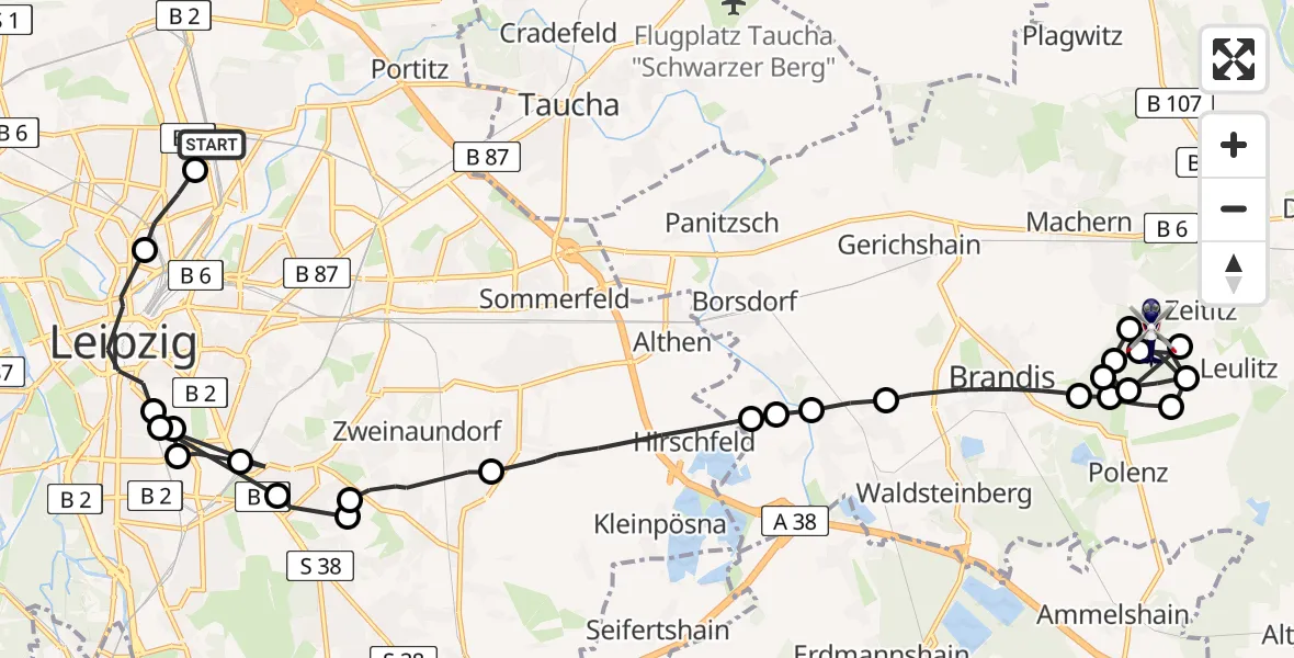 Flugroute Polizeihubschrauber Nordost - Bennewitz, 05 März 2026, 18:17
