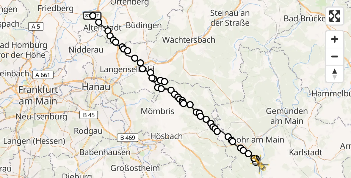 Flugroute Ambulanzhubschrauber Staden - Erlach, 05 März 2026, 18:42