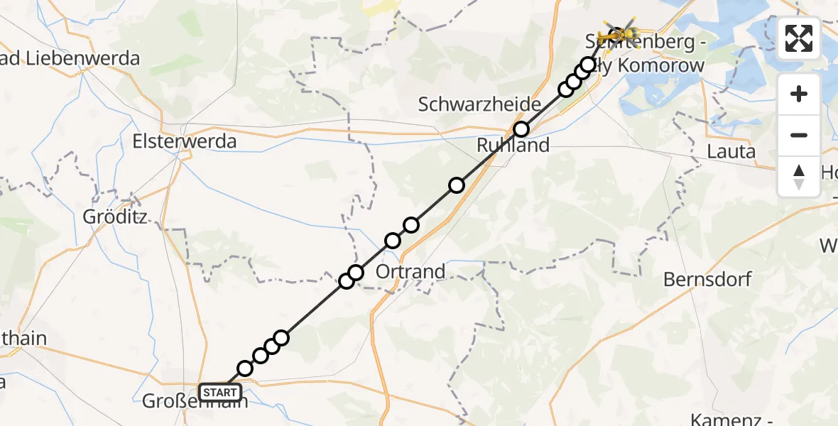 Routekaart van de vlucht: Ambulanzhubschrauber nach Senftenberg, Oder-Lausitz-Straße