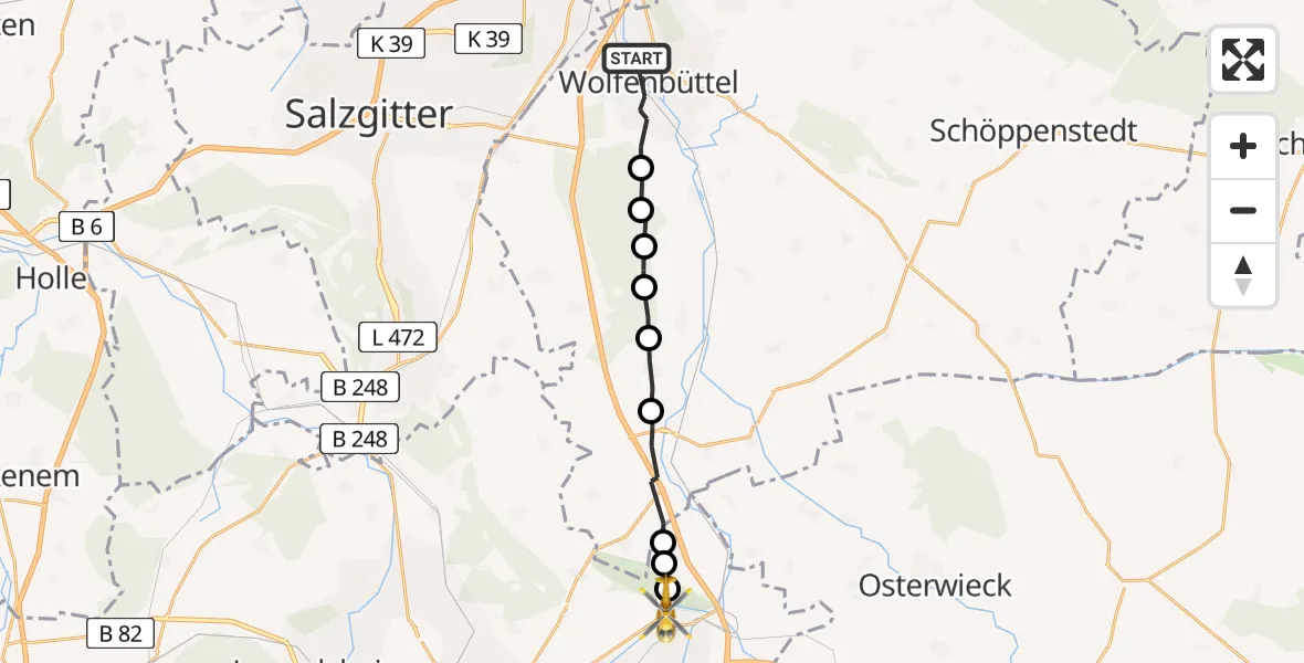 Flugroute Rettungshubschrauber Wolfenbüttel - Vienenburg, 06 März 2026, 06:29