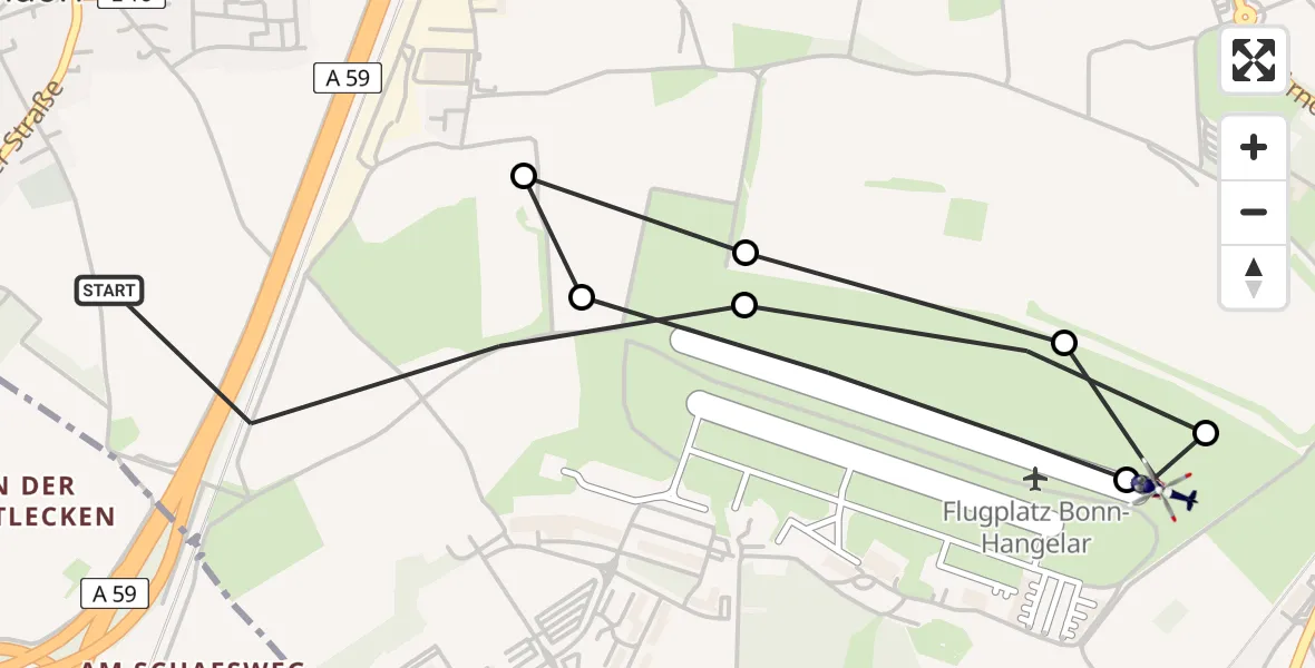 Flugroute Polizeihubschrauber Meindorf - Sankt Augustin, 06 März 2026, 07:08
