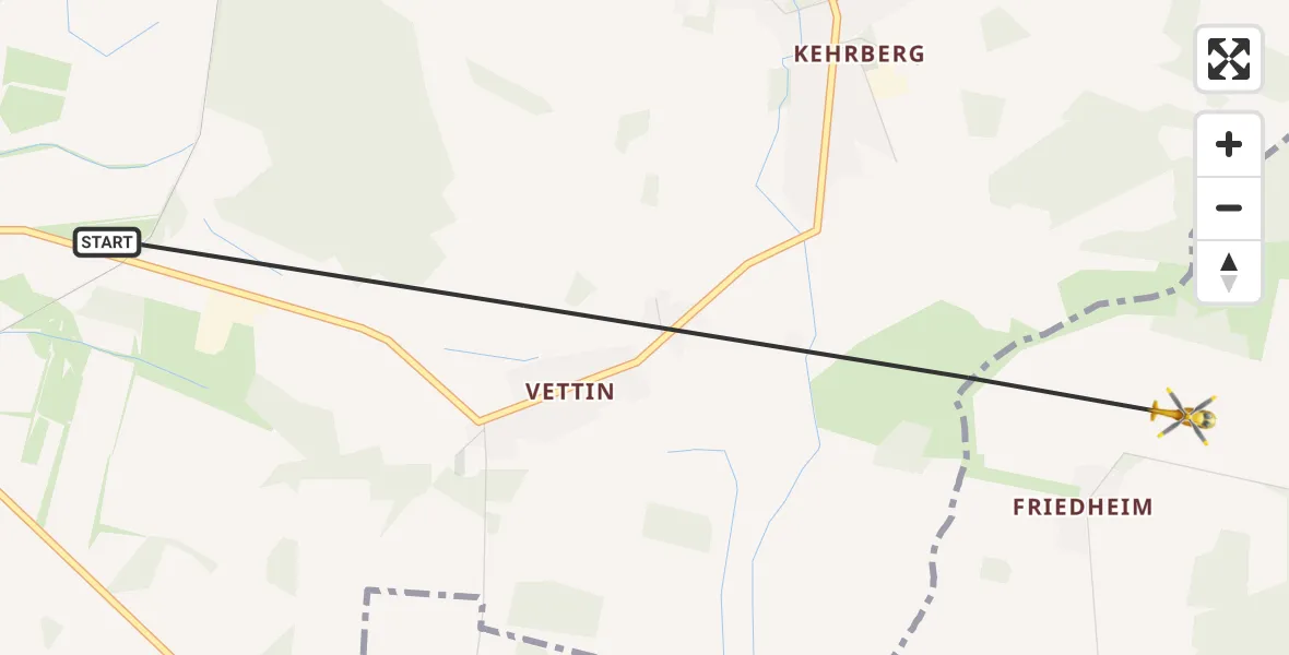 Flugroute Rettungshubschrauber Groß Pankow (Prignitz) - Dannenwalde, 06 März 2026, 07:09