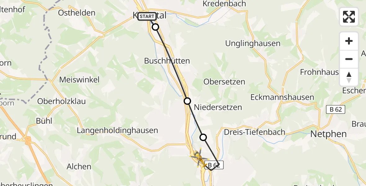 Flugroute Rettungshubschrauber Fellinghausen - Siegen, 06 März 2026, 07:42