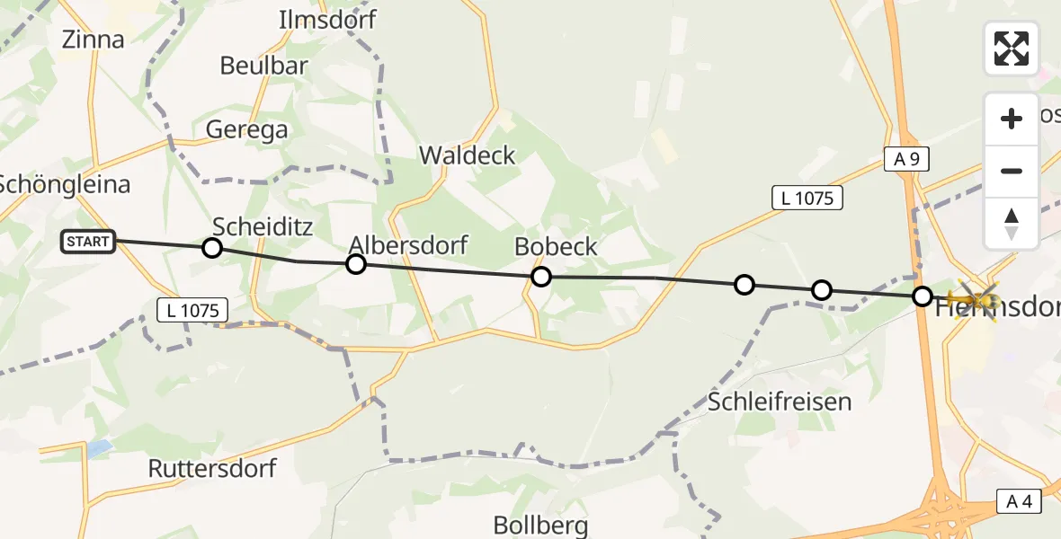 Flugroute Rettungshubschrauber Schöngleina - Hermsdorf, 06 März 2026, 08:02