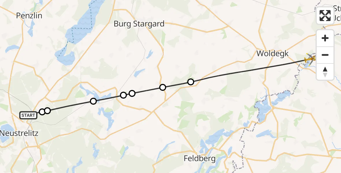 Flugroute Rettungshubschrauber Blumenholz - Wolfshagen, 06 März 2026, 08:28