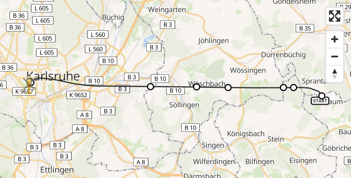 Routekaart van de vlucht: Rettungshubschrauber nach Sankt Vincentius Hospital Heliport