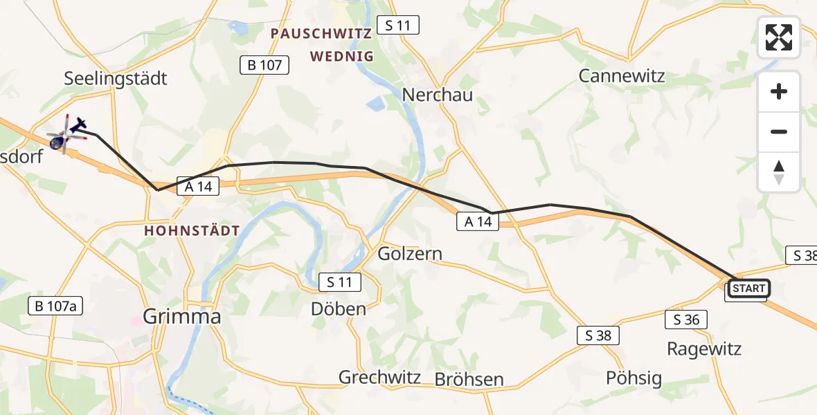 Flugroute Polizeihubschrauber Grimma - Grimma, 06 März 2026, 08:38