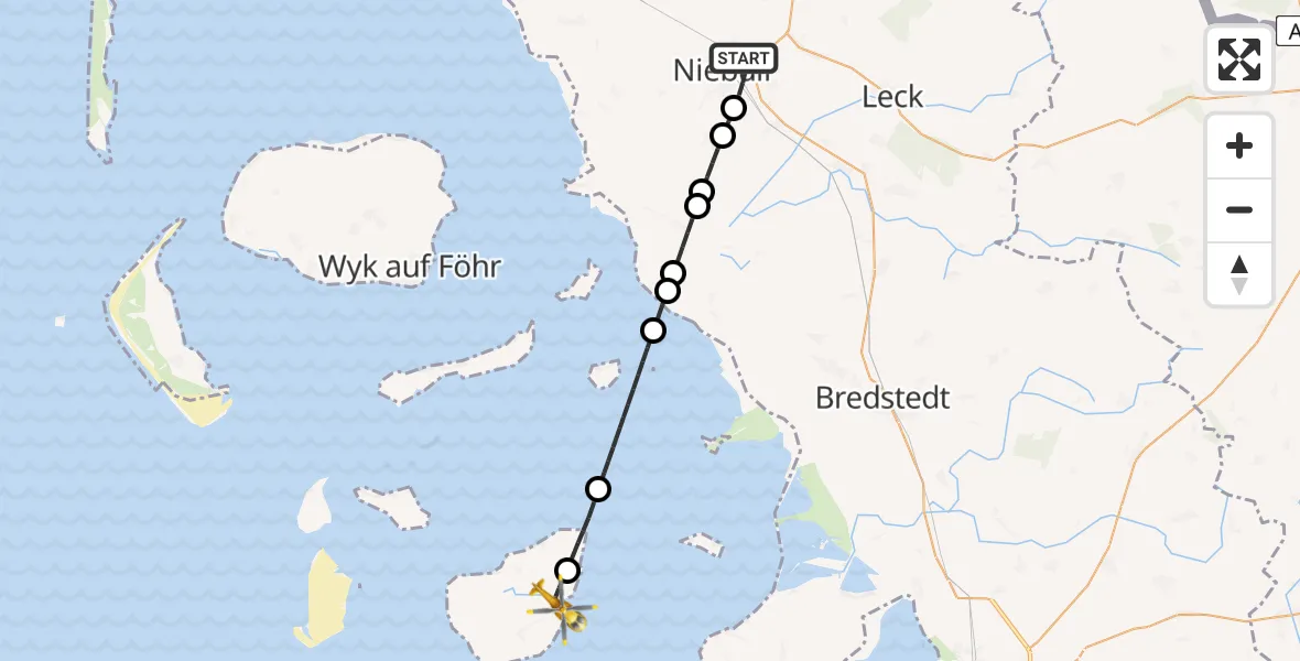 Routekaart van de vlucht: Rettungshubschrauber nach Tammensiel, Uthlandestraße