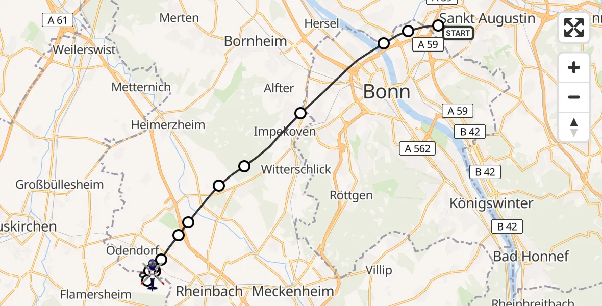 Routekaart van de vlucht: Polizeihubschrauber nach Euskirchen, Lappermühlenallee
