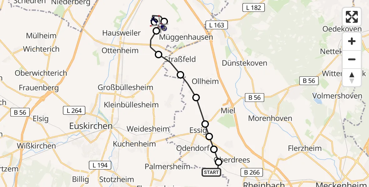 Routekaart van de vlucht: Polizeihubschrauber nach Weilerswist UL