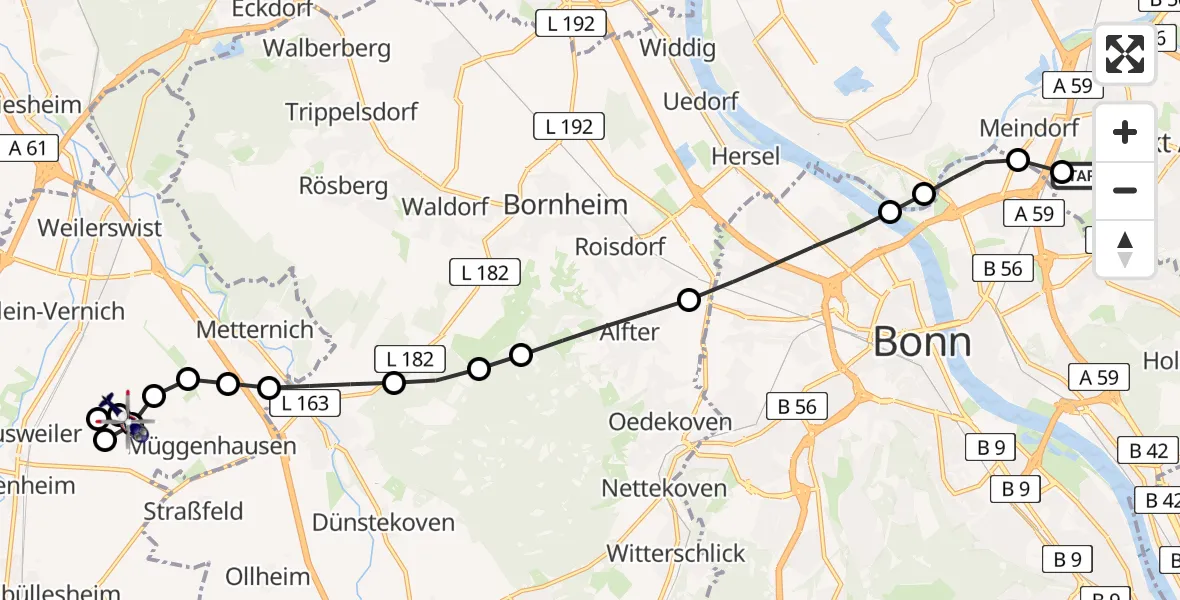 Flugroute Polizeihubschrauber Sankt Augustin - Weilerswist UL, 06 März 2026, 09:55