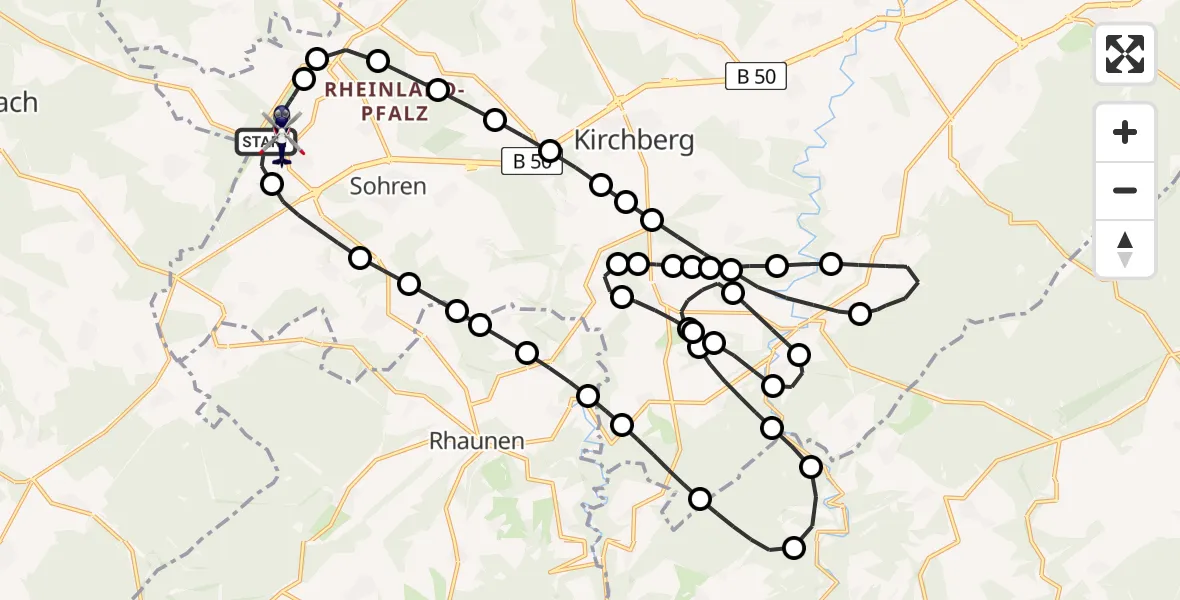 Flugroute Polizeihubschrauber Frankfurt-Hahn Airport - Frankfurt-Hahn Airport, 06 März 2026, 10:00
