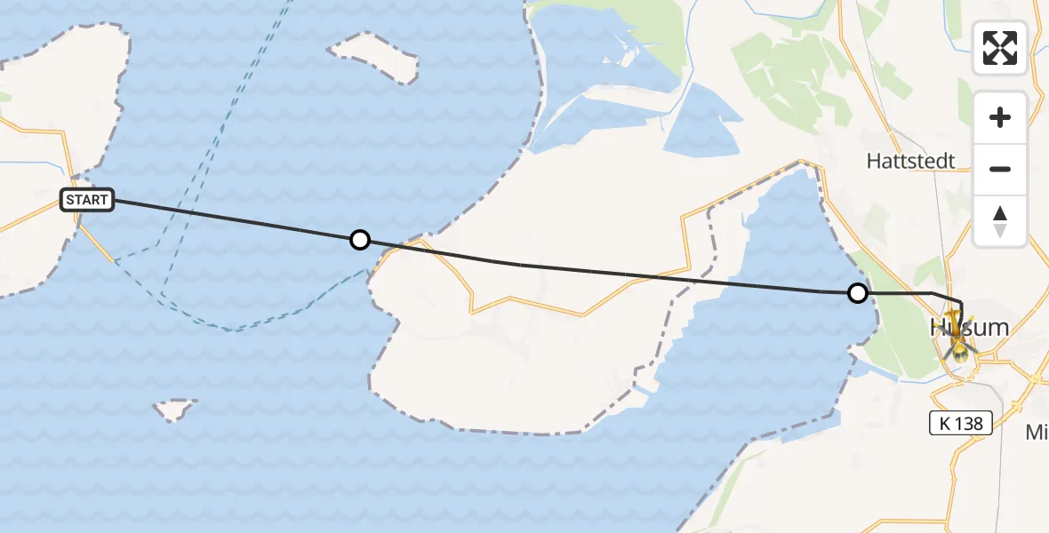 Routekaart van de vlucht: Rettungshubschrauber nach Husum, Ferdinand-Tönnies-Straße