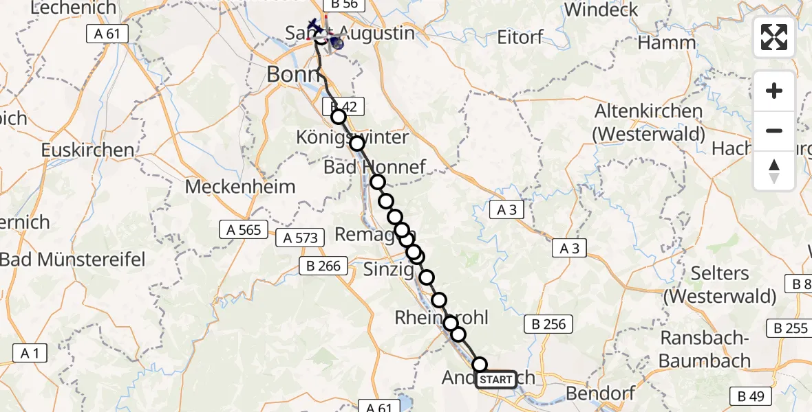 Flugroute Polizeihubschrauber Andernach - Meindorf, 06 März 2026, 10:10