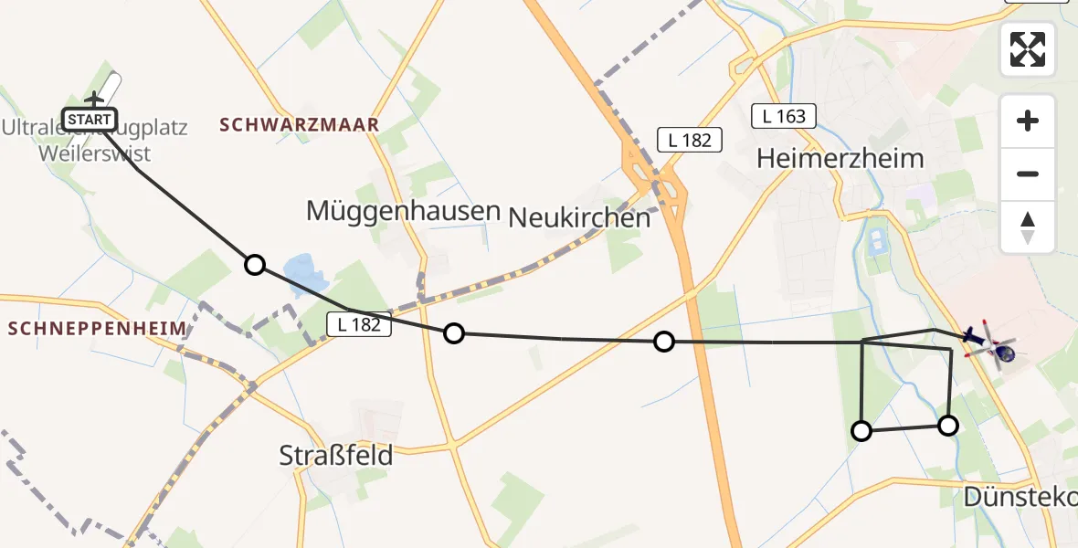Flugroute Polizeihubschrauber Weilerswist UL - Heimerzheim, 06 März 2026, 10:10