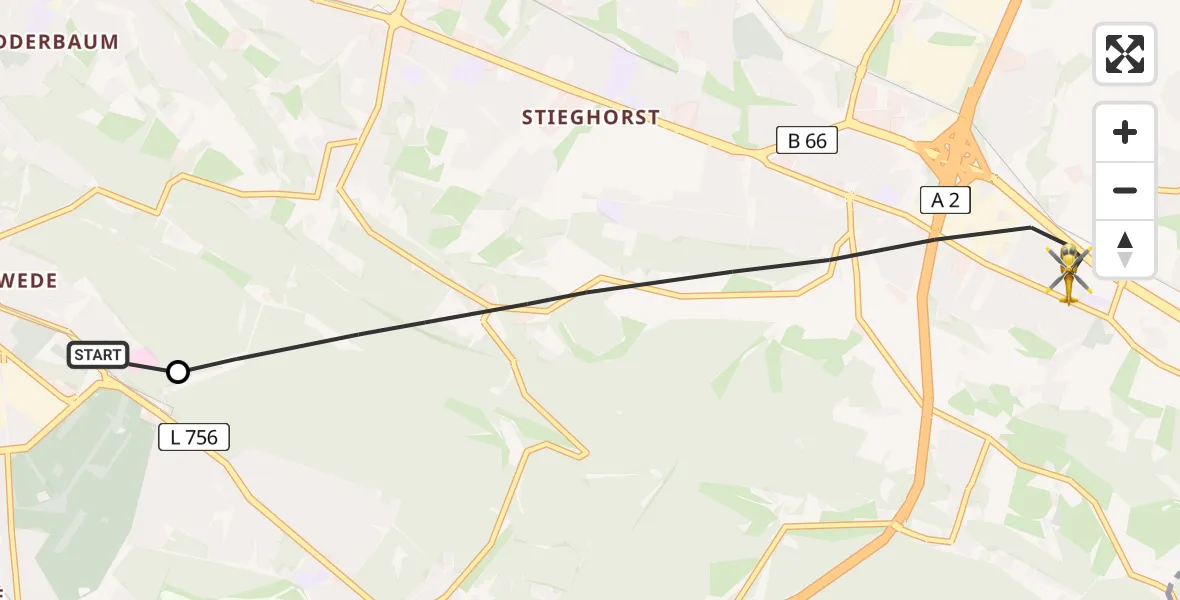 Flugroute Rettungshubschrauber Luftrettungszentrum Bielefeld - Bielefeld, 06 März 2026, 10:53