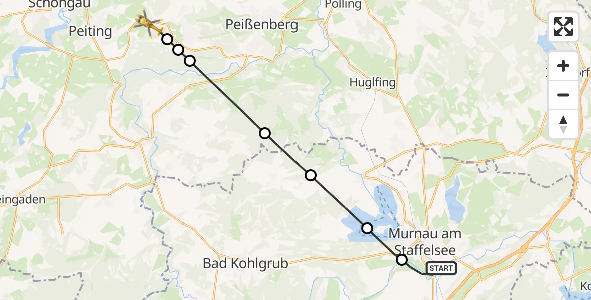 Flugroute Rettungshubschrauber Hechendorf - Hausen, 06 März 2026, 11:13