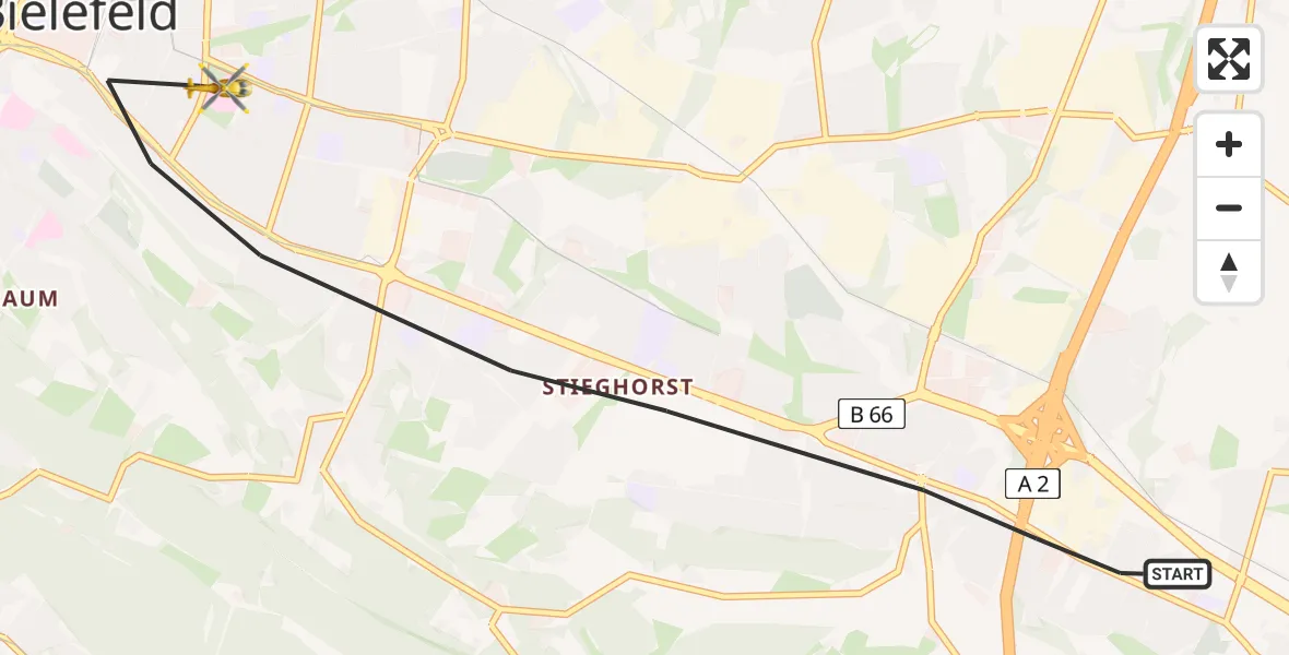 Flugroute Rettungshubschrauber Bielefeld - Bielefeld, 06 März 2026, 11:18