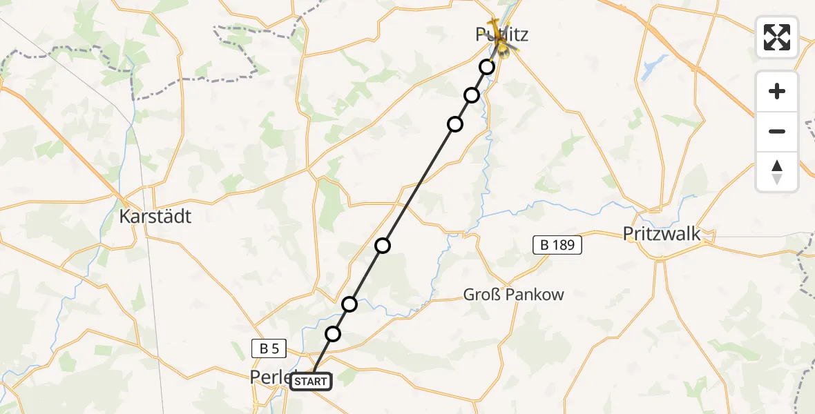 Flugroute Rettungshubschrauber Perleberg - Putlitz, 06 März 2026, 11:51
