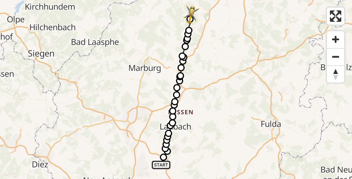 Flugroute Ambulanzhubschrauber Bingenheim - Bergfreiheit, 06 März 2026, 11:51