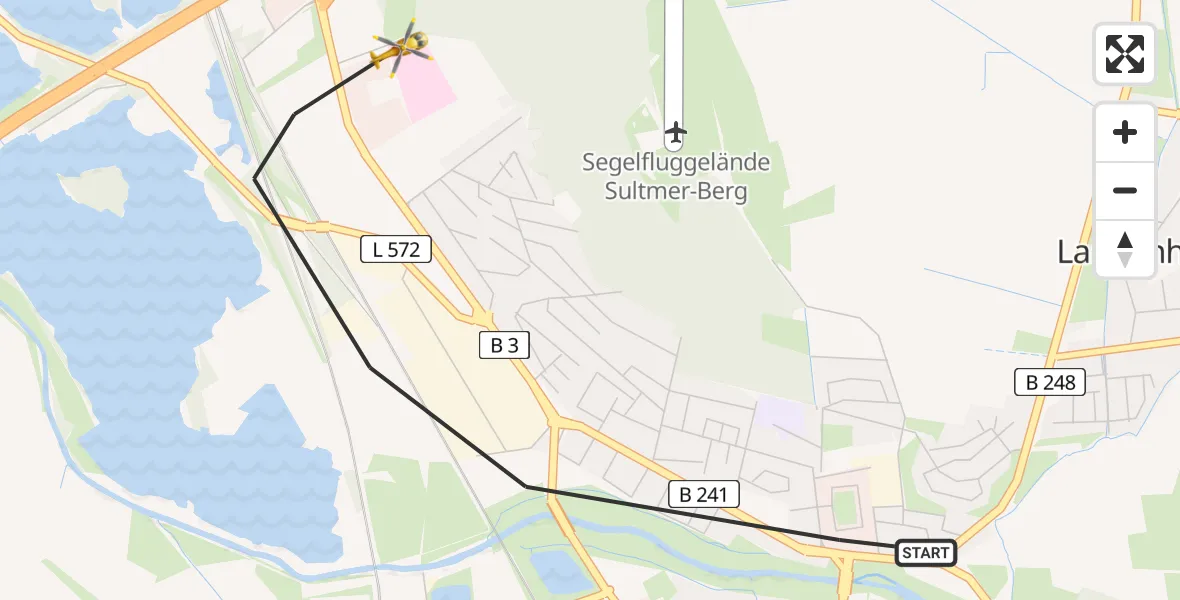 Flugroute Rettungshubschrauber Northeim - Northeim, 06 März 2026, 12:16