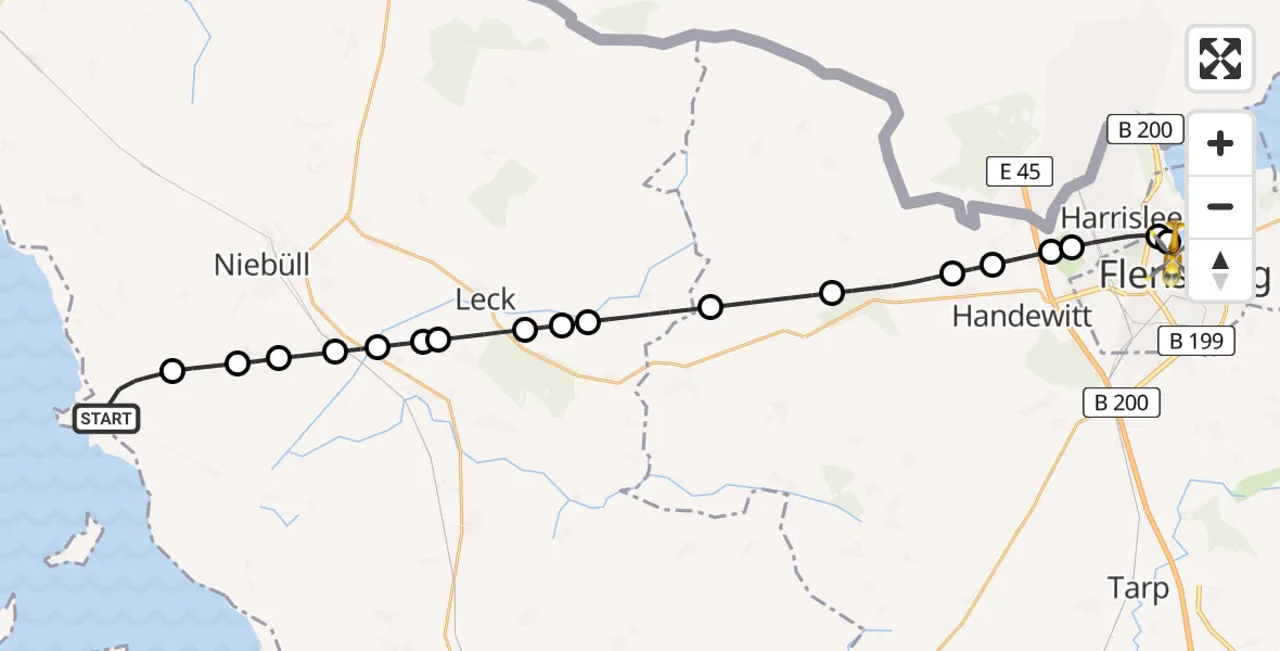 Flugroute Rettungshubschrauber Dagebüll - Neustadt, 06 März 2026, 12:20