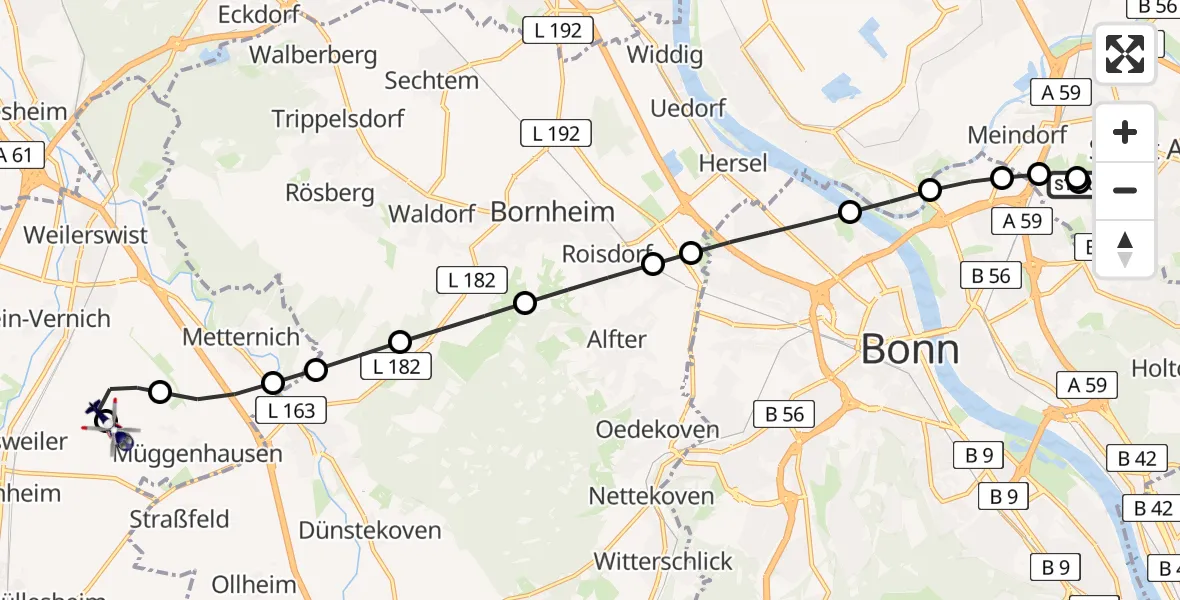 Flugroute Polizeihubschrauber Sankt Augustin - Weilerswist UL, 06 März 2026, 12:23
