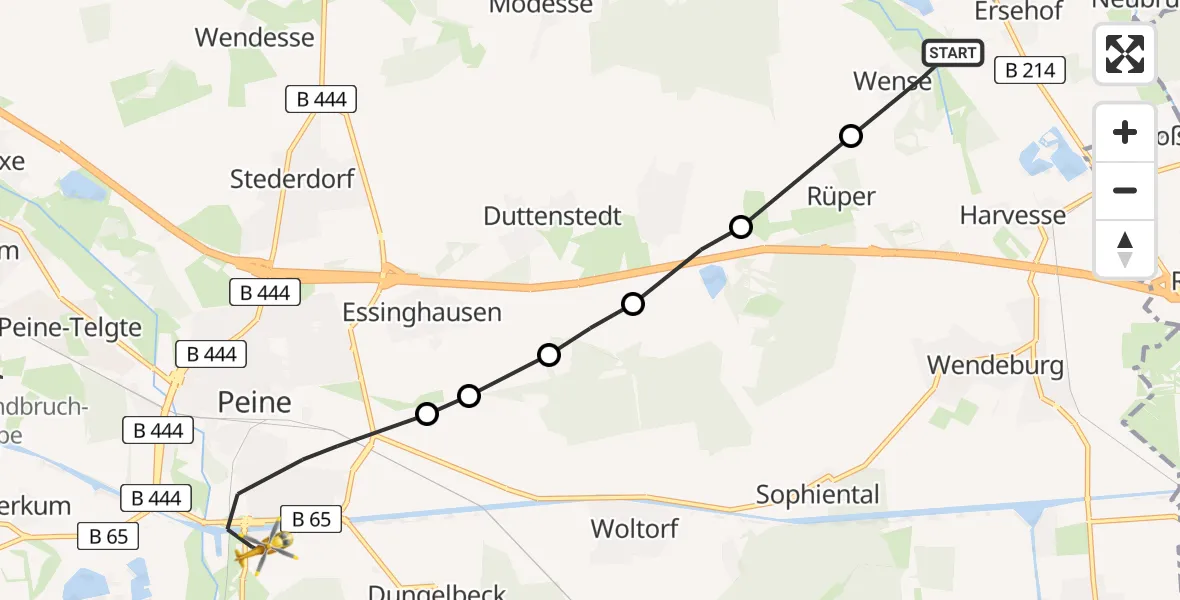Flugroute Rettungshubschrauber Wense - Peine, 06 März 2026, 12:29