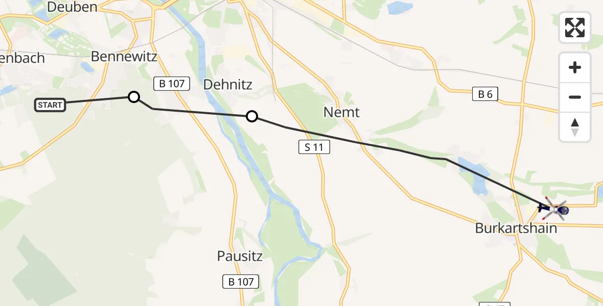 Flugroute Polizeihubschrauber Altenbach - Burkartshain, 06 März 2026, 12:41