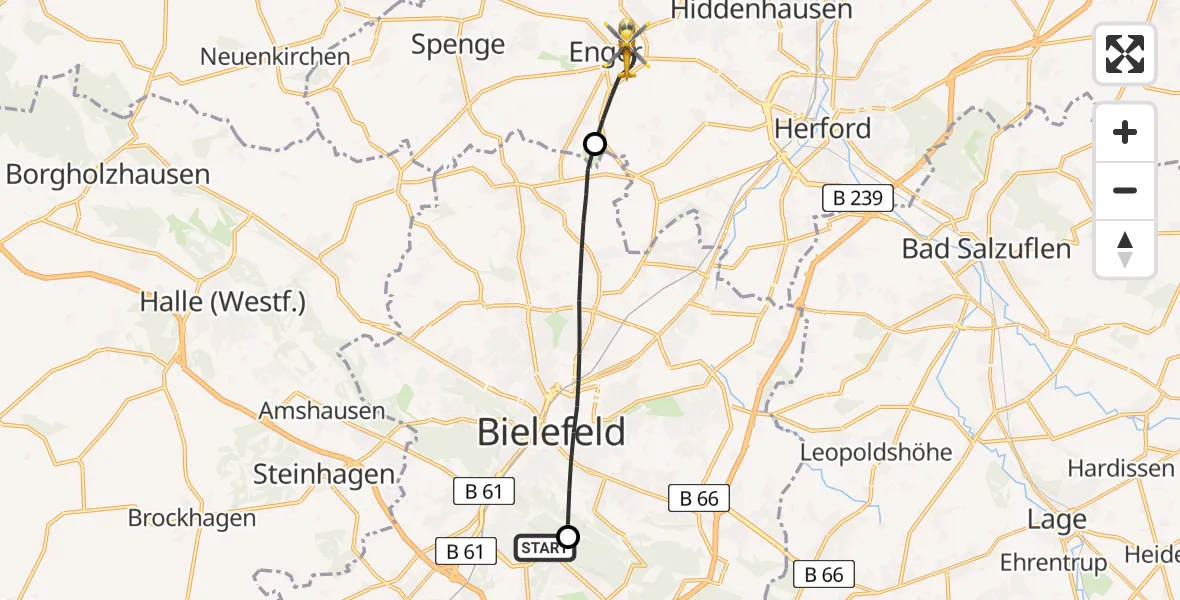 Routekaart van de vlucht: Rettungshubschrauber nach Enger, Belker Brunnen